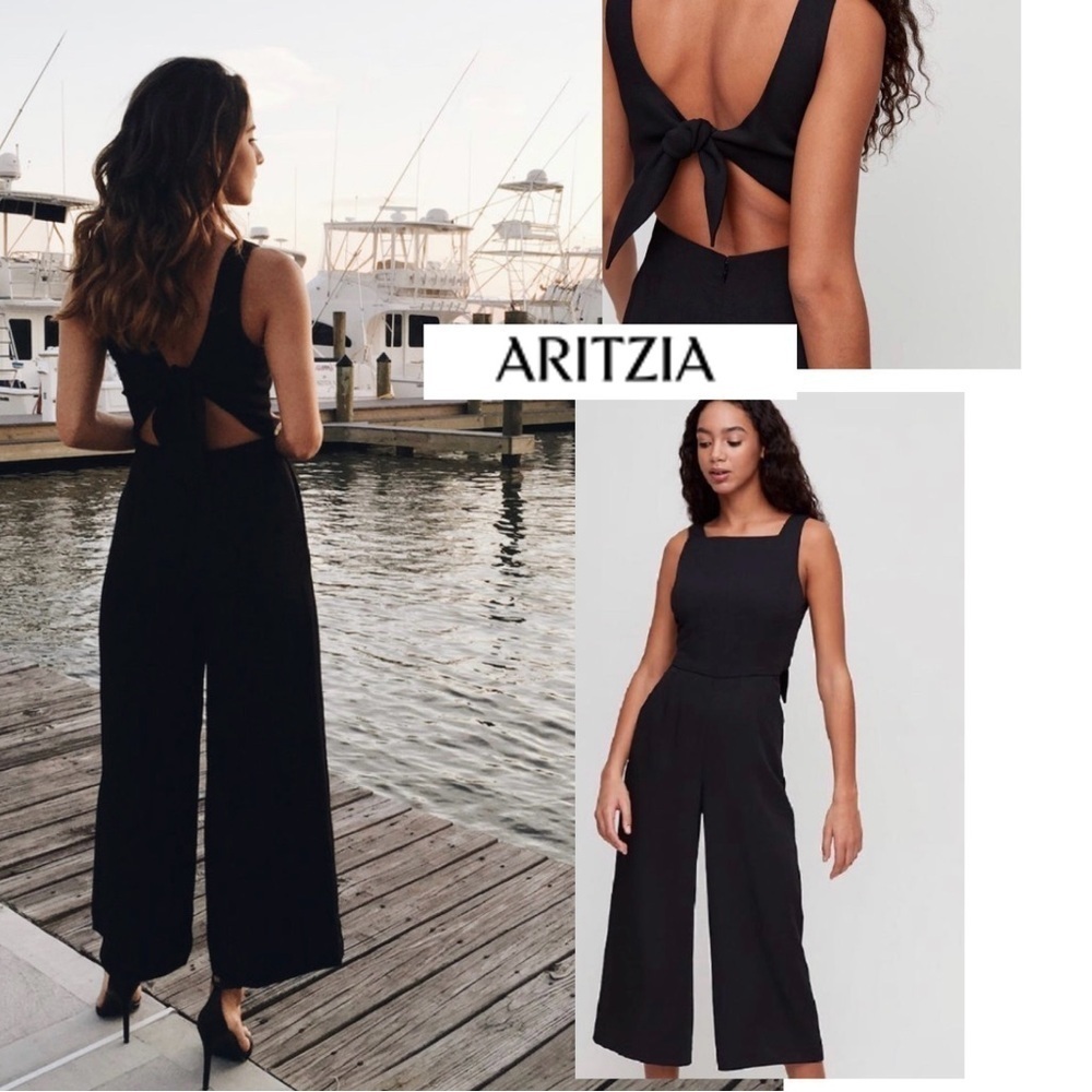 Wilfred Écoulement Romper Black Wide  Legs Open Back Lined Size 4